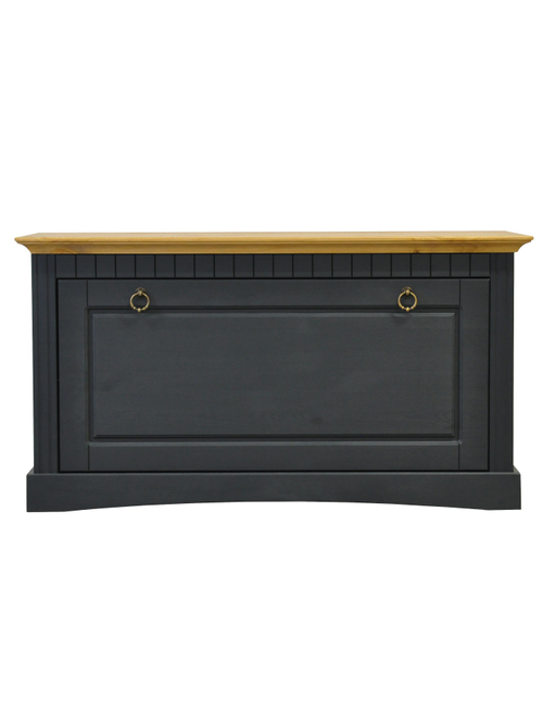 Скамья в прихожую Неаполь 93х50х39 см из массива сосны, деревянная обувница,серый воск, антик