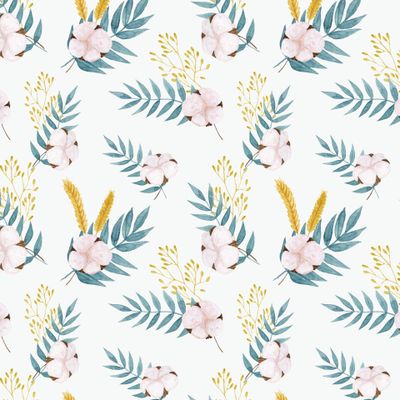 Акварельные букеты с хлопком