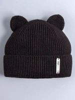 Шапка вязаная демисезонная с ушками
