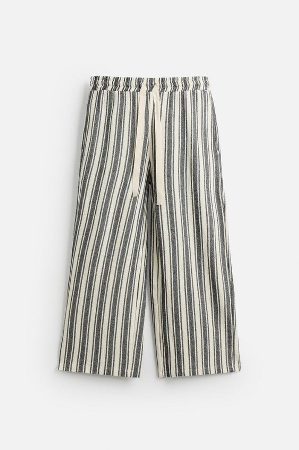 ZARA ЖАККАРДОВЫЕ БРЮКИ В ПОЛОСКУ, БЕЛЫЙ / МОРСКОЙ СИНИЙ