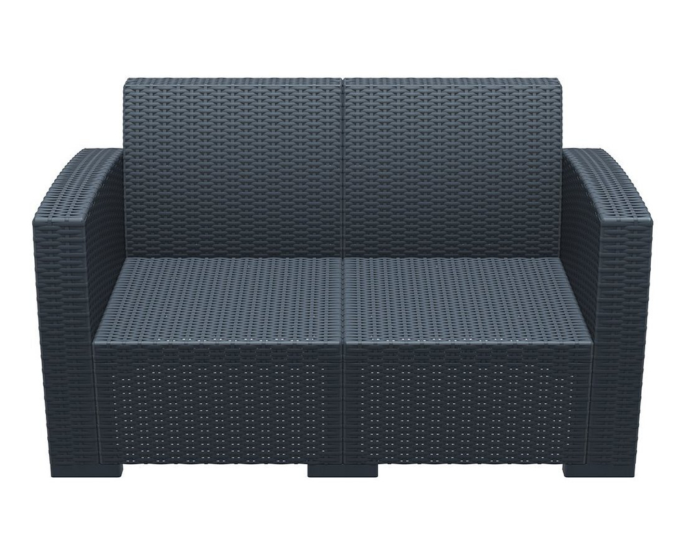 Диван пластиковый плетеный двухместный с подушками Monaco Lounge, антрацит