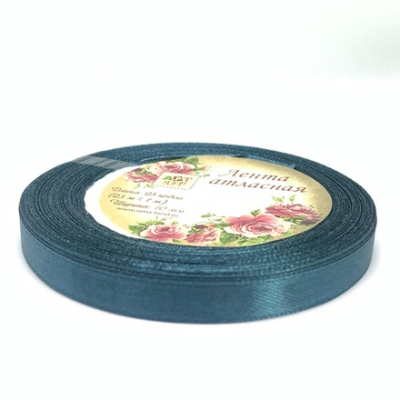Лента атласная 1см*23м (тёмно-зелёная)