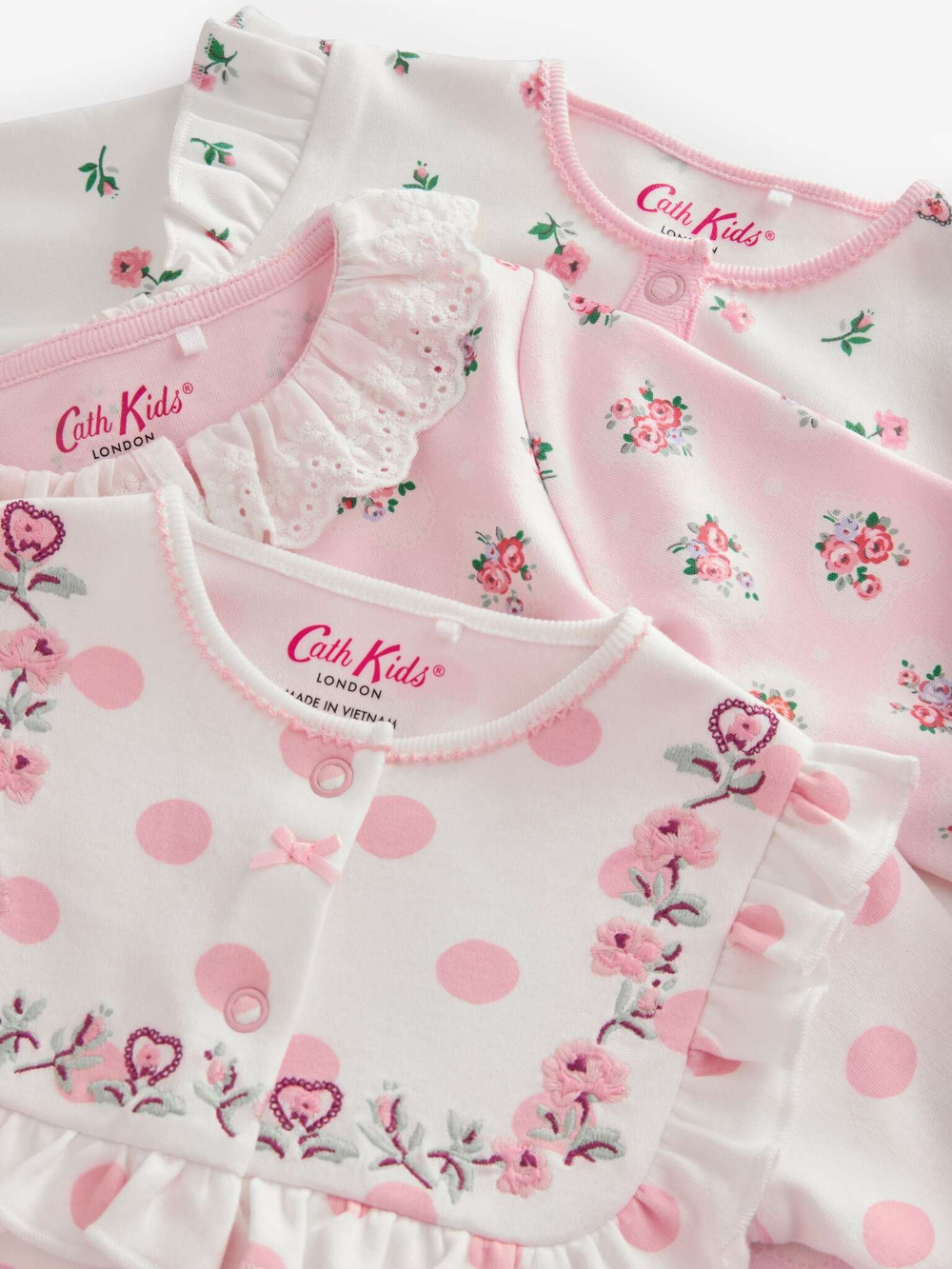 Комбинезон / Cлип для малышей Next B15-265, 3 шт., Розовый, Белый