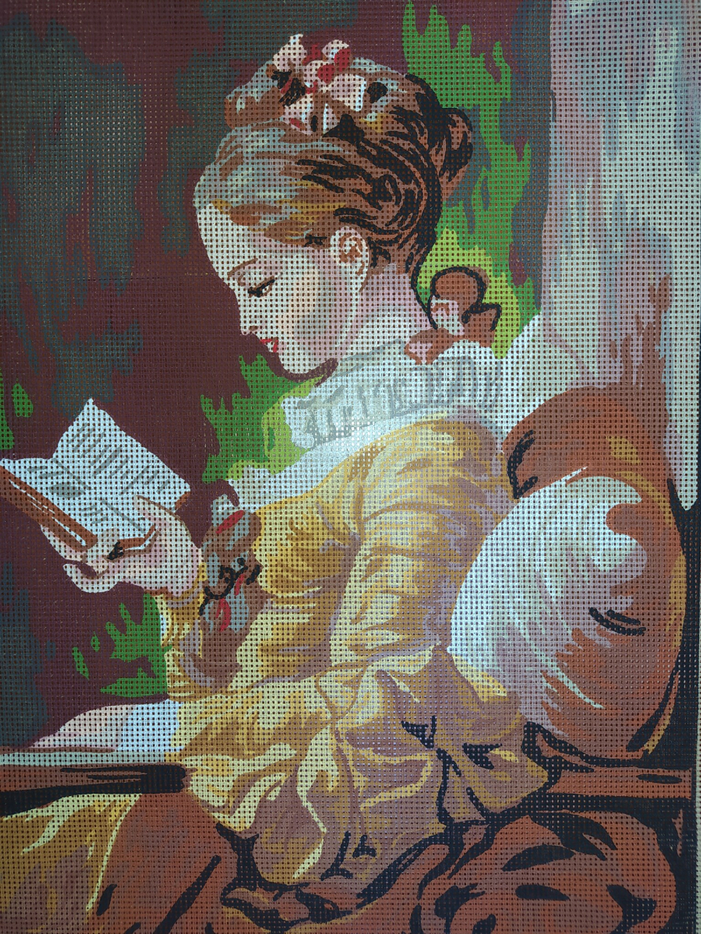 "Девушка с книгой"-11184-канва с рисунком