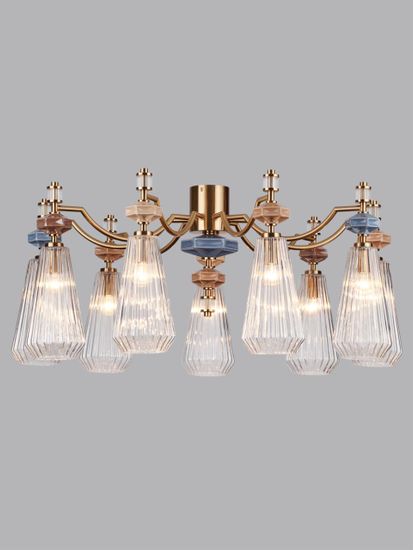 5414/9 MODERN ODL_EX26 021 античная бронза/терракот/синий/бежевый/коричневый/металл/керамика Люстра E14 9*40W TERRA