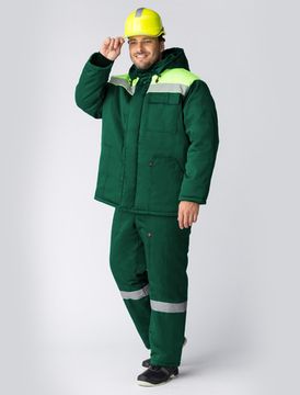 Костюм зимний "Партнер NEW" полукомбинезон (зеленый/лимон)