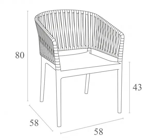 Кресло пластиковое Portofino, черный, темно-серый