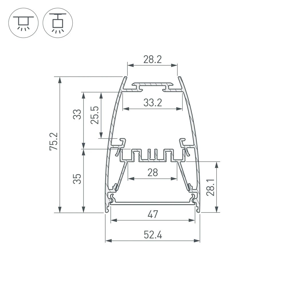 Профиль LINE-5075-U-HONEYCOMB-2000 BLACK (Arlight, Алюминий) 044885