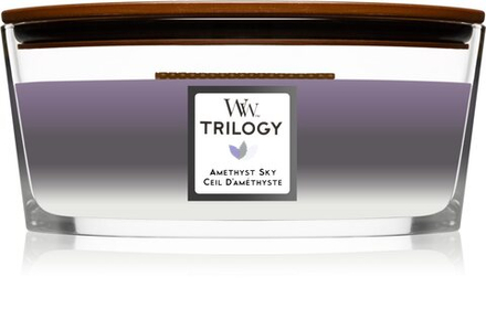 Woodwick Trilogy Amethyst Sky - ароматическая свеча с деревянным фитилем (хартвик) /   453,6  g  / GTIN 5038581133232