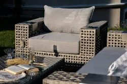 "Тито" лаунж-зона из искусственного ротанга, цвет серый