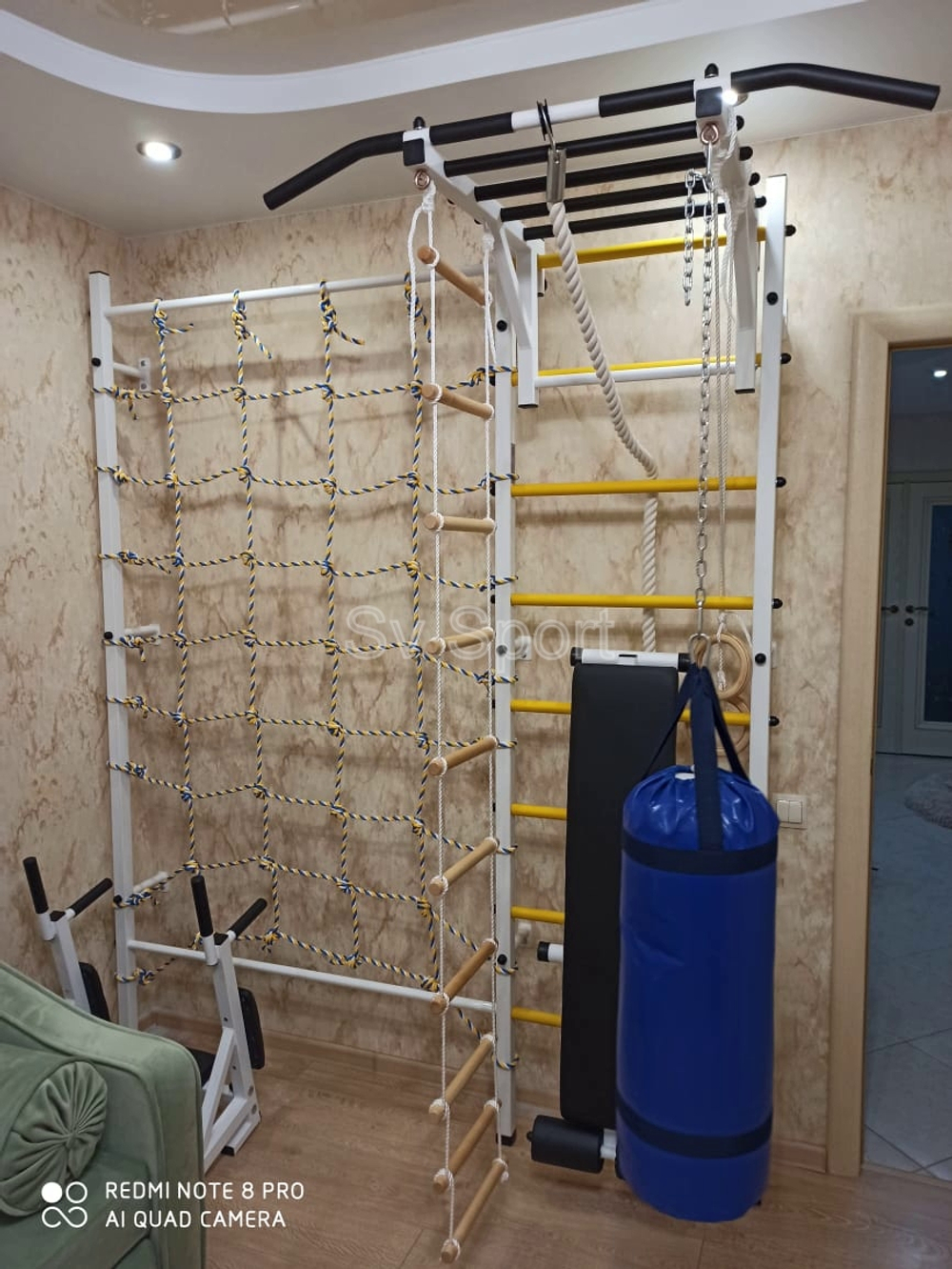 Монтаж шведской стенки Sv Sport с канатным лазом в пеноблочные, газоблочные стены