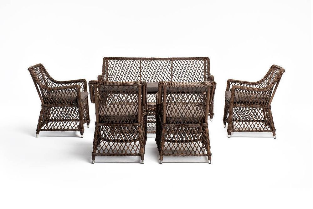 "Асти" лаунж-зона из искусственного ротанга на 6 персоны, цвет коричневый