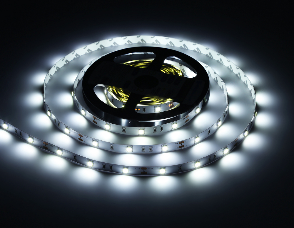 Светодиодная лента GS1803 5050 30Led/ 7.2W m/ 12V IP20 6500K/ 5000*10*1.87mm/ кратность резки 25mm (2 конт.)
