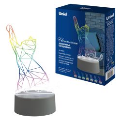ULI-M501 RGB-3AAA CATTY-WHITE Светильник декоративный с эффектом 3D Кошка. на батарейках 3AAA не в-к. 1 светодиод. RGB свет. USB кабель в-к. TM Uniel
