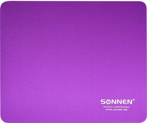Коврик для мыши SONNEN "PURPLE", резина+ткань, 220х180х3 мм, 513307