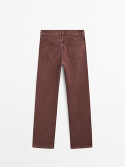 Massimo Dutti Джинсы прямого кроя из 100% хлопка, гранатовый
