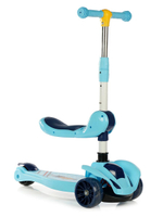 Самокат трехколесный с сиденьем 61*17*80см，можно сложить，с музыкальным светом，колеса PU, разноцветный принт,