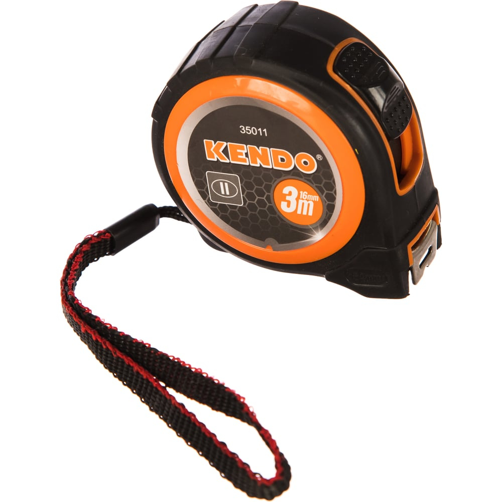 Ударостойкая рулетка в обрезиненном корпусе KENDO 3м х 16мм 35011