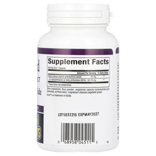 Natural Factors, стандартизированный экстракт семян сельдерея, 120 вегетарианских капсул