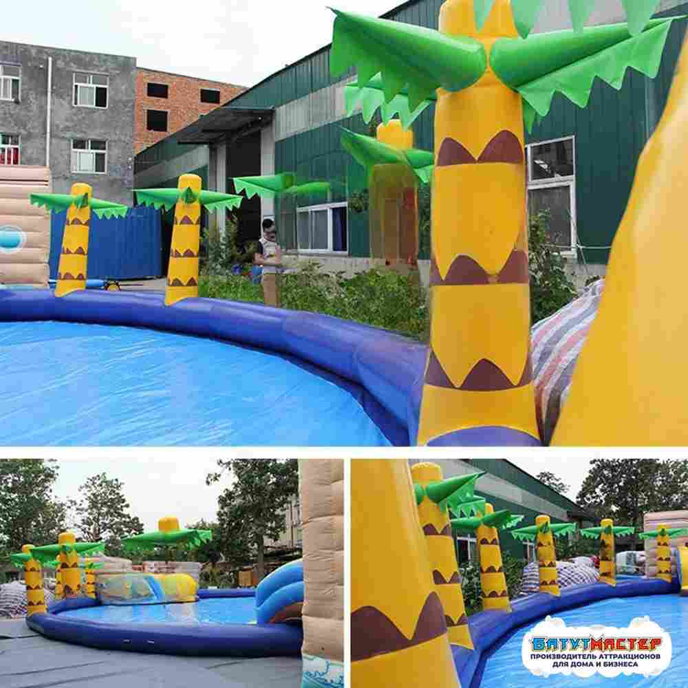 Надувной аквапарк с бассейном и горками «Пиратская бухта», 31×15×8,5 м