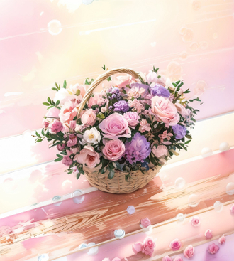 Цветы в корзинах