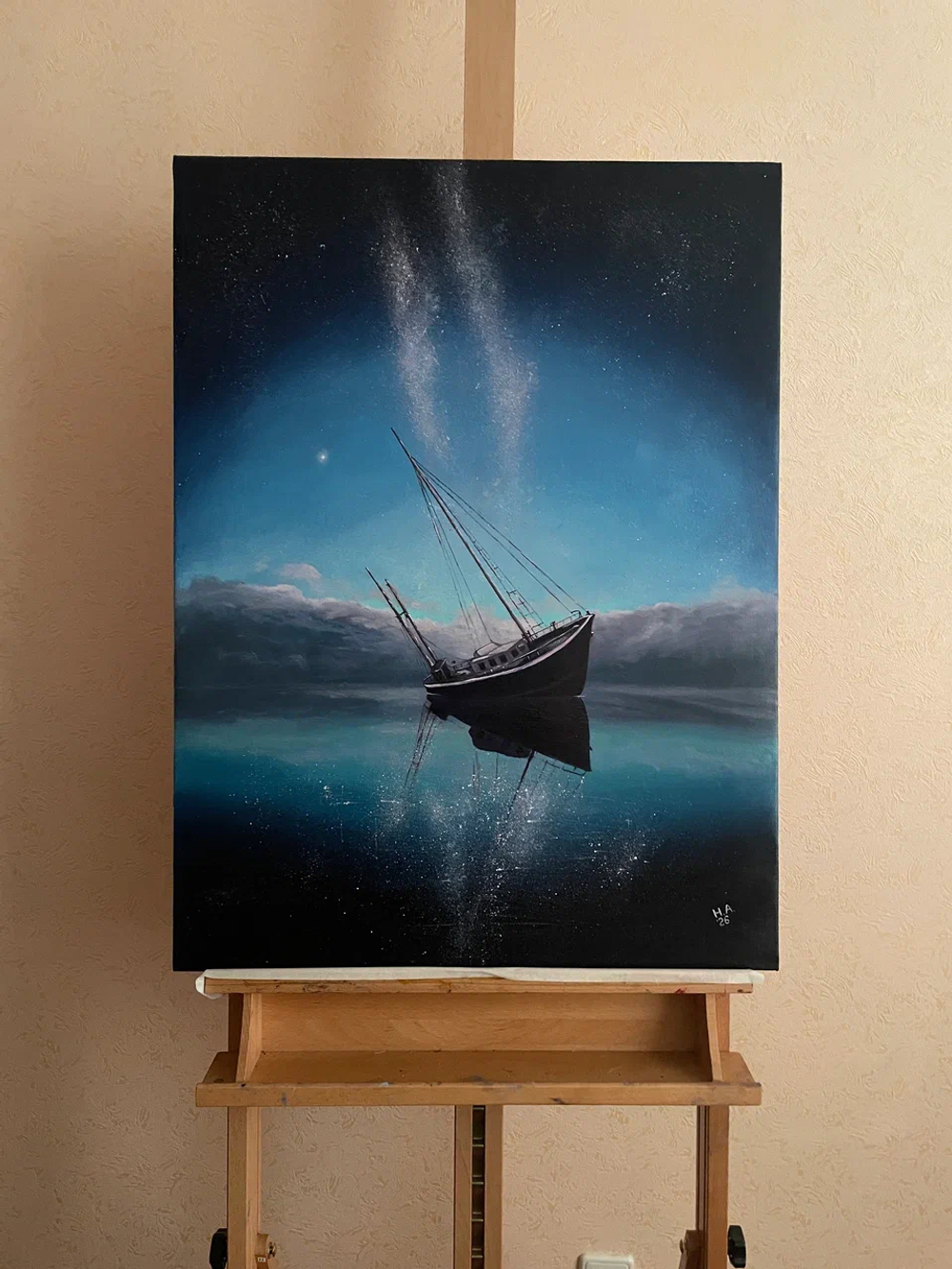 Картина маслом на холсте "Звёздный причал" 80х60 см. Деревянный подрамник. Художник Наталия Осадчук