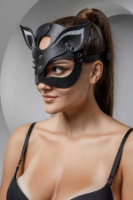 Маска Кошечка с напылением на ушках кожа черный