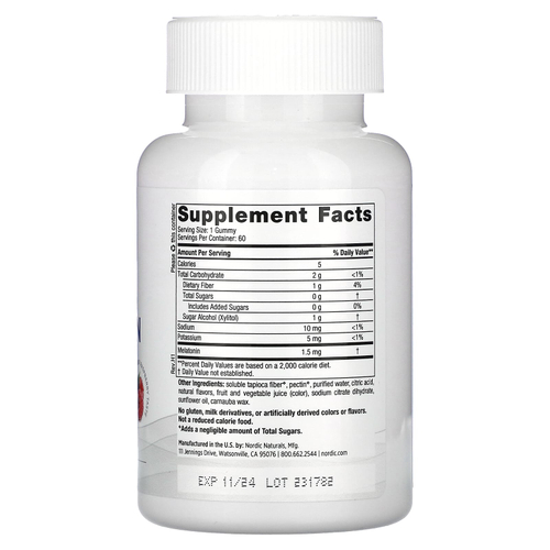 Nordic Naturals, жевательные таблетки с мелатонином, без сахара, со вкусом малины, 1,5 мг, 60 жевательных таблеток