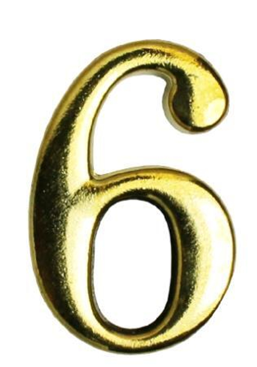 Цифра дверная АЛЛЮР ''6'' метал. на клеевой основе  ЗОЛОТО /5074