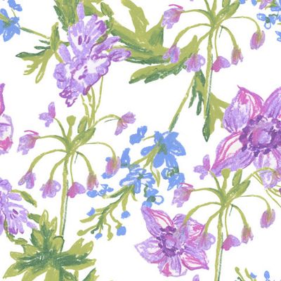 Бесшовный паттерн с Цветами восковыми мелками