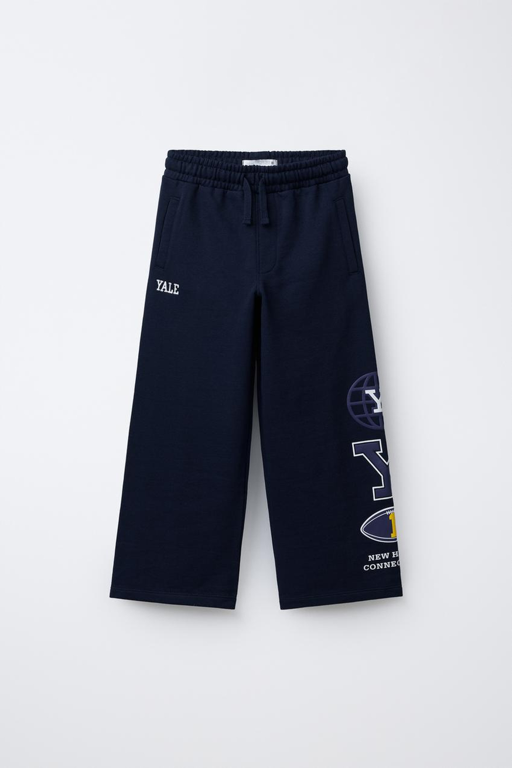 ZARA БРЮКИ WIDE LEG ИЗ МЯГКОЙ ТКАНИ YALE UNIVERSITY™, МОРСКОЙ СИНИЙ