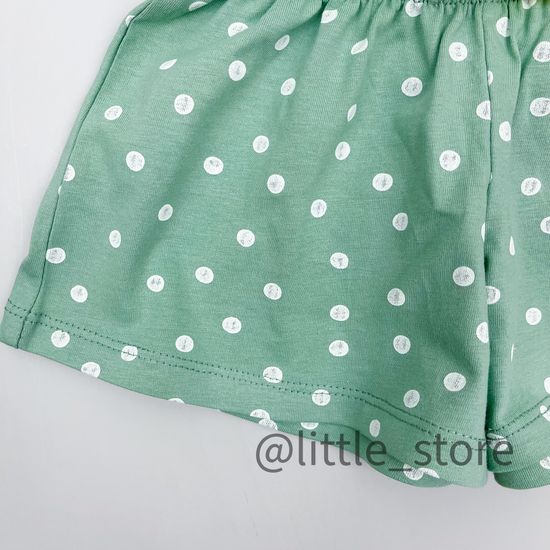 Шорты "Бабочки в саду" горошки на пыльной мяте