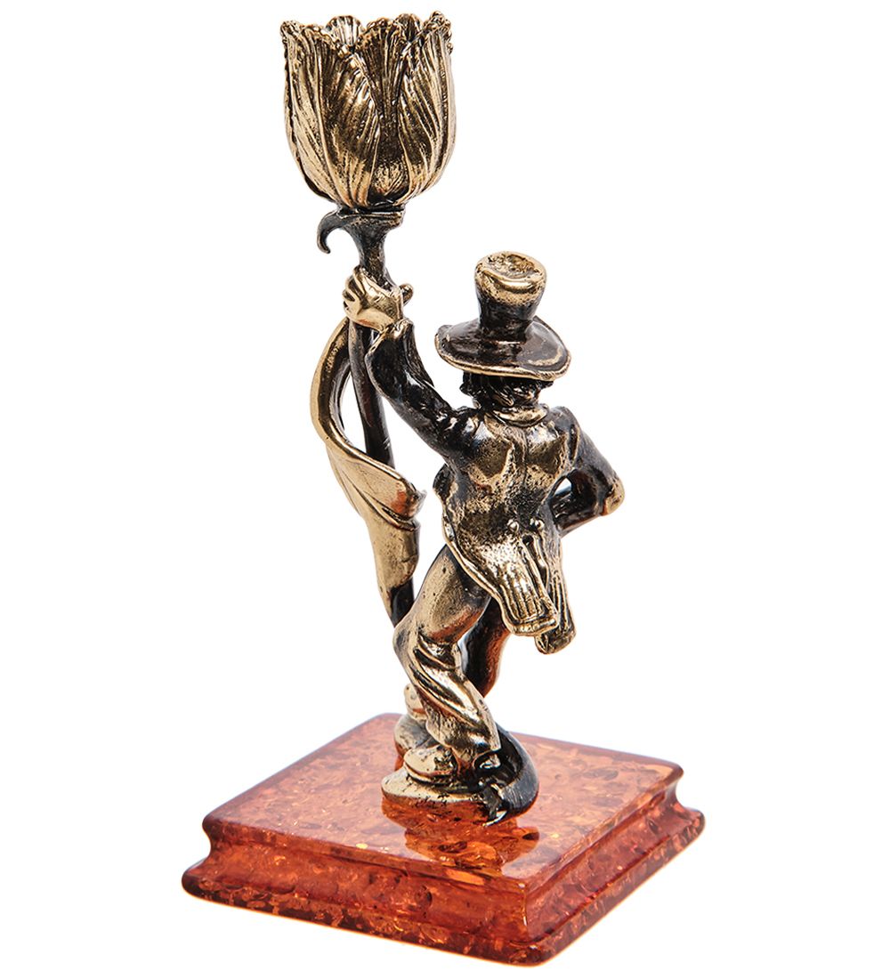 AM-1231 Подсвечник «Трубочист» (латунь, янтарь)