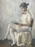 Винтажная картина «Девушка с книгой»