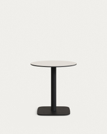 Dina Садовый круглый стол белый на черном металлическом основании Ø 68x70