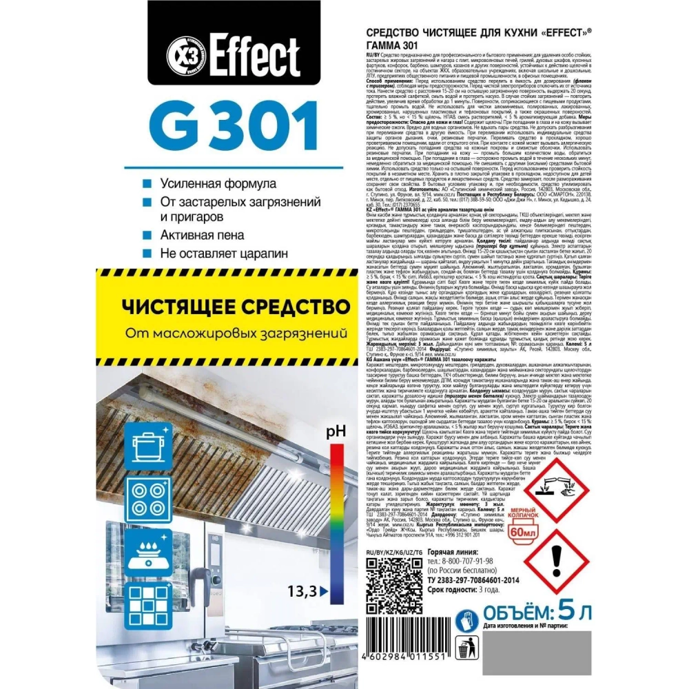 Чистящее средство для кухни удаление жира и нагара Effect Gamma 301 5 л (концентрат)