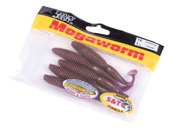 Виброхвосты съедобные LJ Pro Series MegaWorm 4,0in (10,16 см), цв. S13, 5 шт.