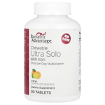 Bariatric Advantage, Жевательные таблетки Ultra Solo с железом, цитрусовые, 90 таблеток