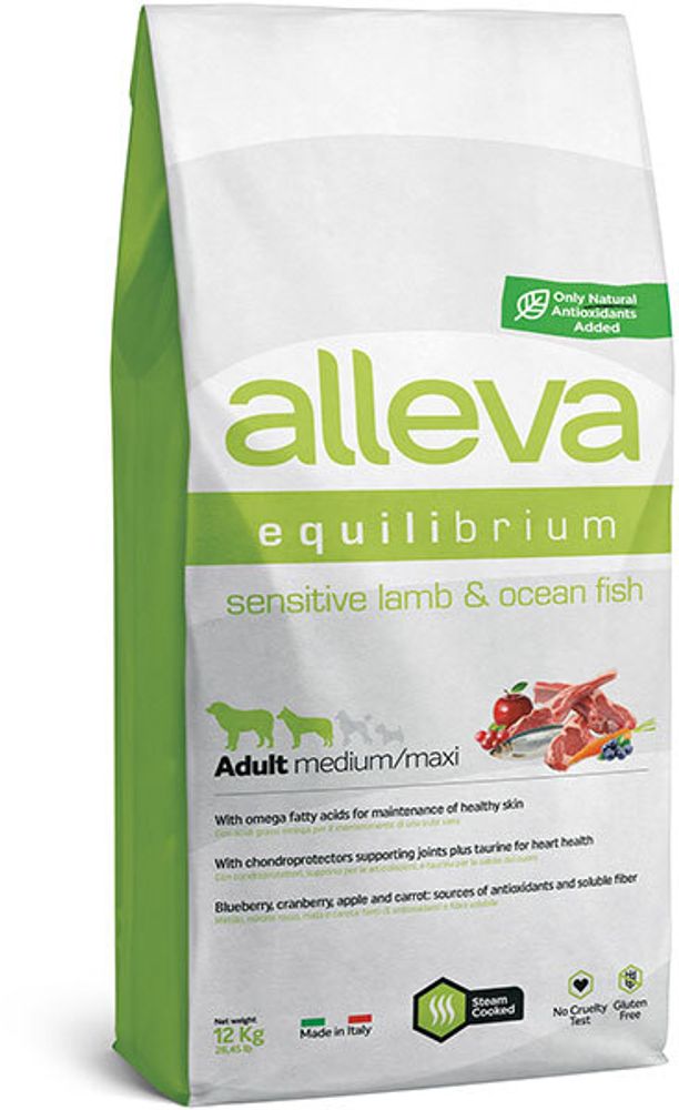 Alleva Equilibrium Sensitive Lamb &amp; Ocean Fish Medium/Maxi, сухой (12 кг)