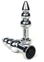 Серебристая анальная пробка-ёлочка Vandersex с черным кристаллом - 11 см. (Цвет: черный)