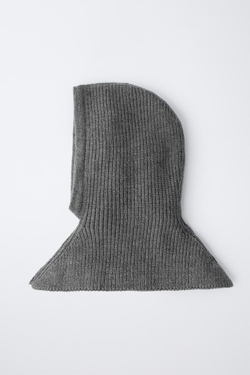 ZARA ТРИКОТАЖНАЯ БАЛАКЛАВА, СЕРЫЙ