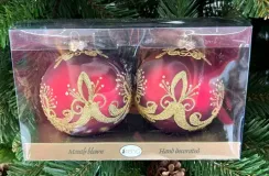 Набор стеклянных шаров Перо Жар птицы, 2 шт., красный, Irena CO (91110)