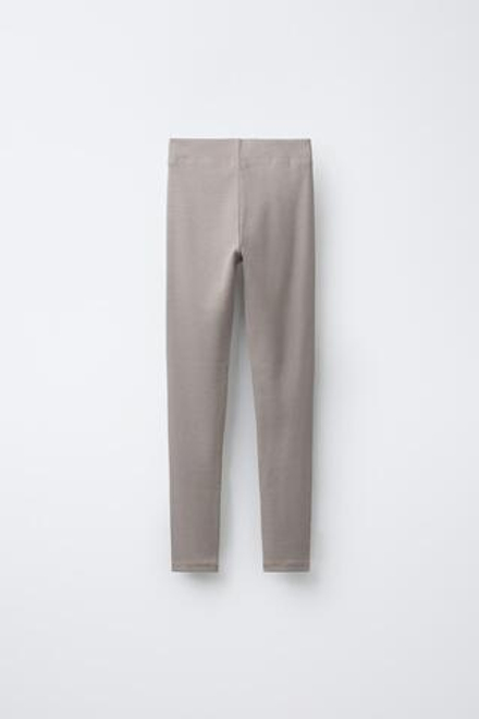 ZARA ЛЕГИНСЫ В РУБЧИК ИЗ МОДАЛА С ЭТИКЕТКОЙ, СЕРО-КОРИЧНЕВЫЙ