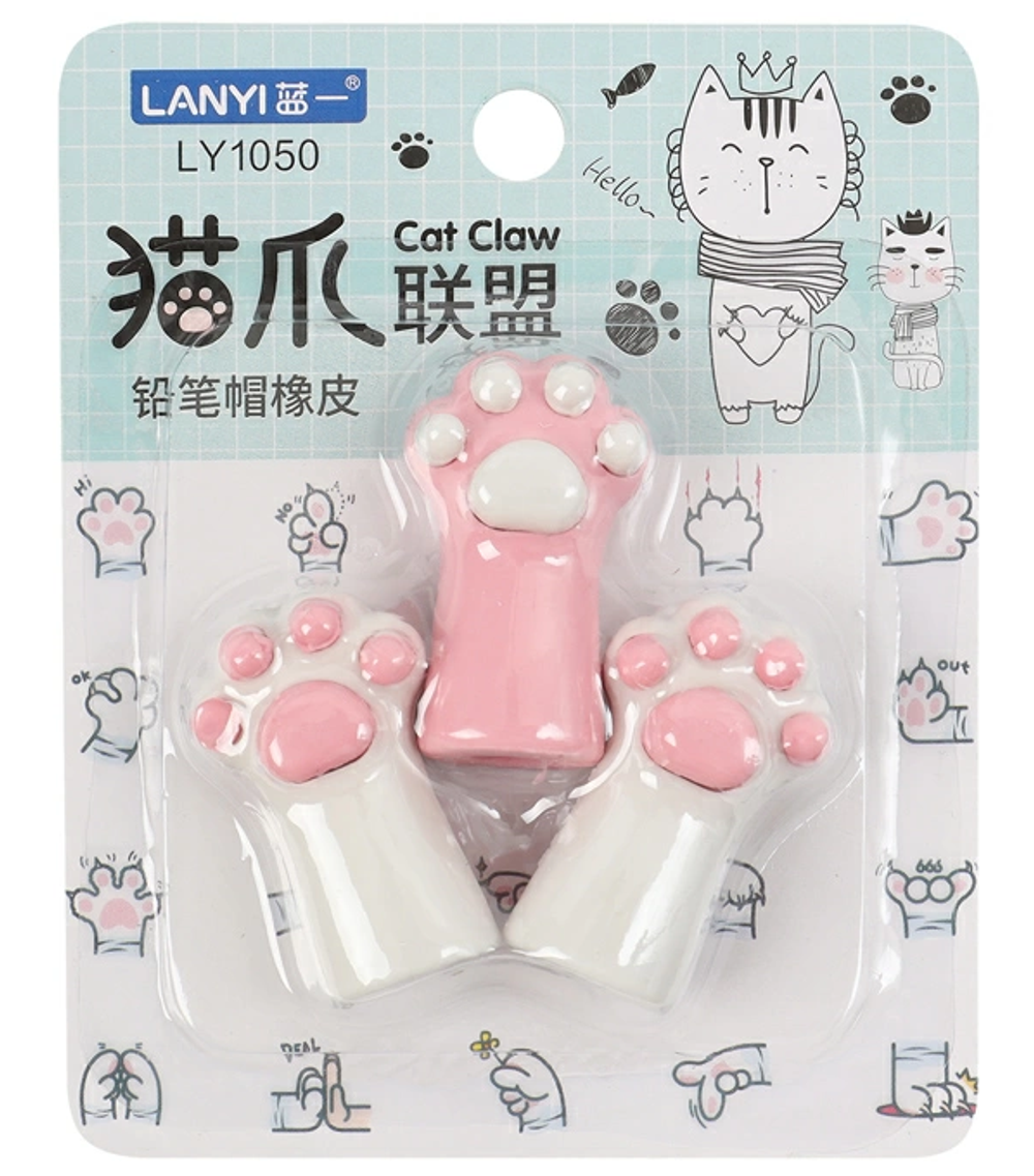 Набор ластиков 3шт. "Лапки" блист. (Darvish)