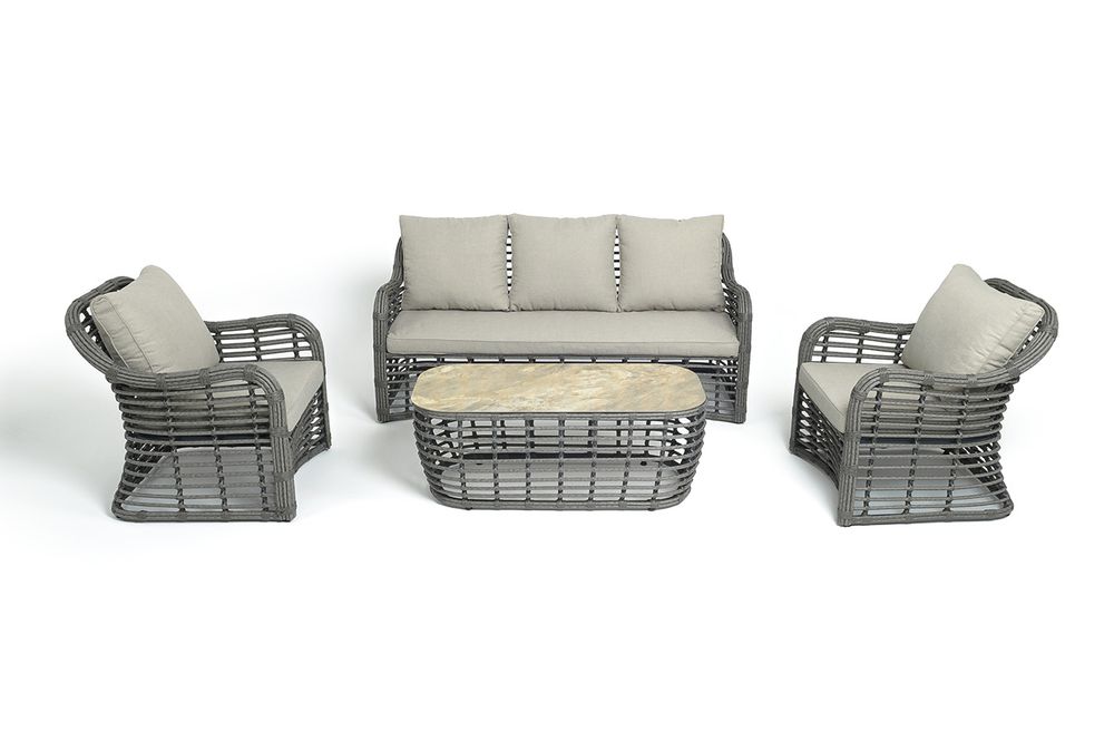 "Ницца" лаунж-зона из искусственного ротанга, цвет серый