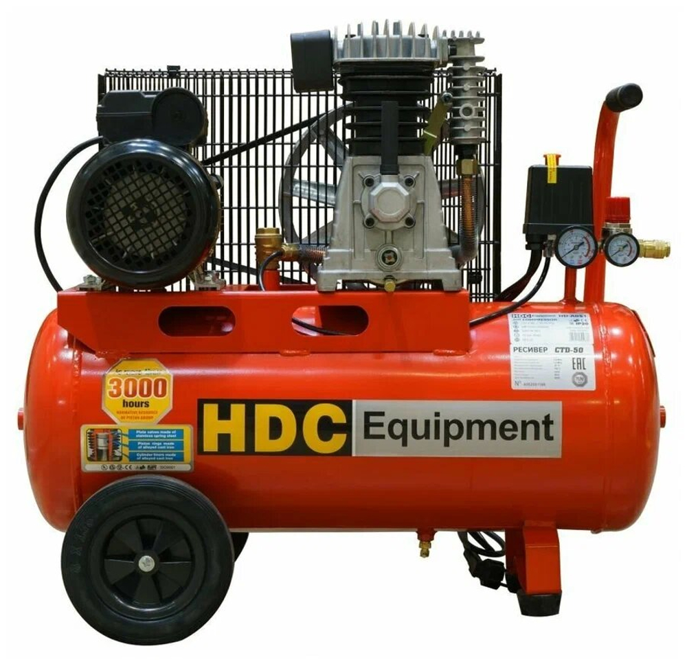 Компрессор HDC HD-A051 396 л/мин, 10 атм, ременной,50 л, 220 В (HD-A051)