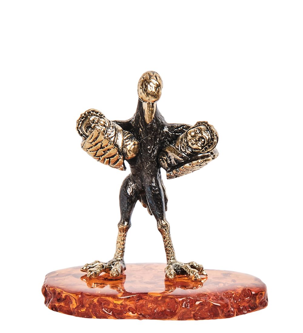 Народные промыслы AM-1799 Фигурка «Аист» (латунь, янтарь)