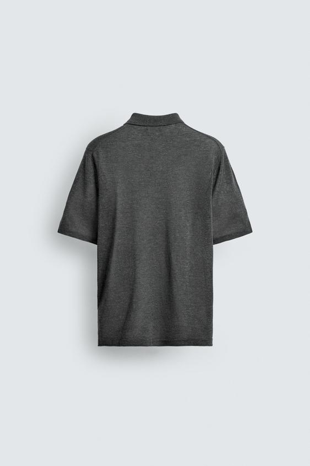 ZARA ТРИКОТАЖНОЕ ПОЛО RELAXED FIT, СЕРЫЙ МЕЛАНЖ