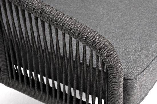 "Канны" диван модульный плетеный из роупа, каркас алюминий темно-серый (RAL7024), роуп темно-серый круглый, ткань темно-серая