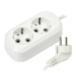 Удлинитель сетевой электрический бытовой EX&EL 2 гнезда 1м с заземлением